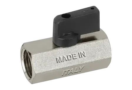 Mini-valve female/female sandblasted and nickel-plated